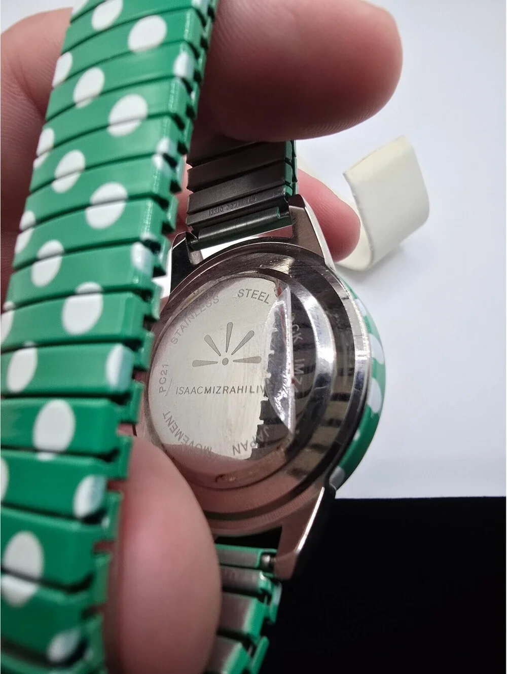 Isaac Mizrahi Live! Women’s Quartz Analog Polka Dot Green Dial Silver Bracelet